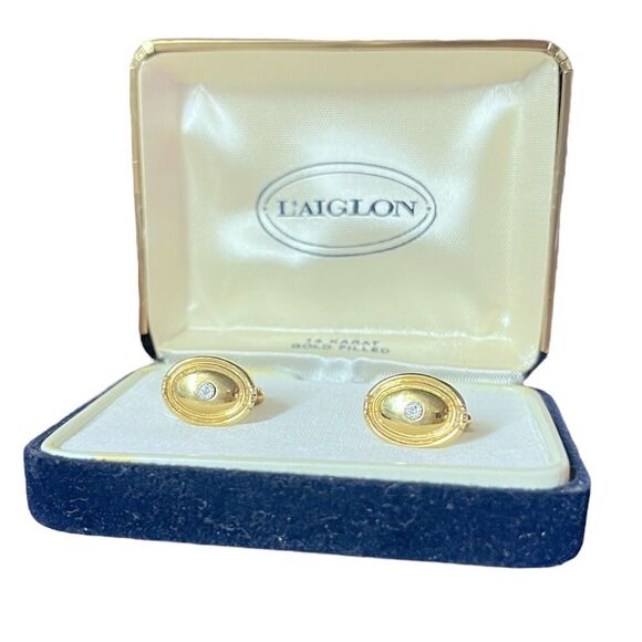 Vintage L’aiglon 14K GF Diamond Cufflinks - Picture 3 of 4